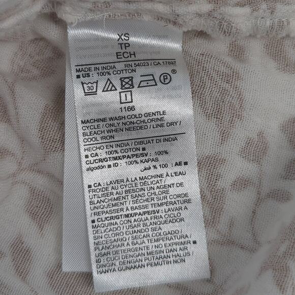 EUC Old Navy Cotton Floral Gold Blouse Women XS Scrunchy Hem - Picture 7 of 7